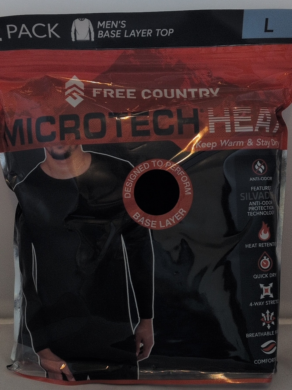 Free Country Men's Base Layer Tops - Black 2 Pack